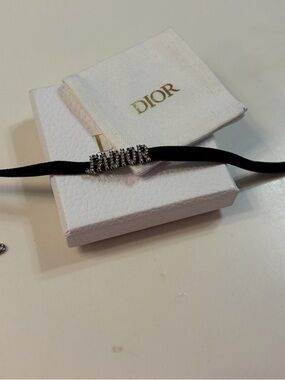 Dior Black Velvet Choker with Crystal Accent
